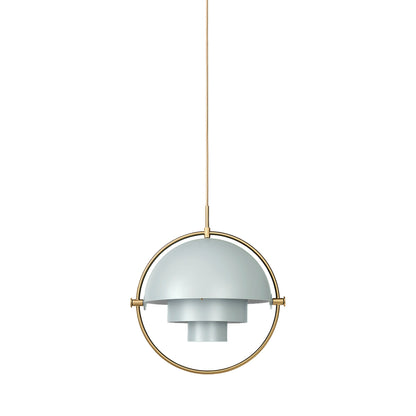 Multi-Lite Pendant Light in Brass/Sea Grey Semi Matt (Large).