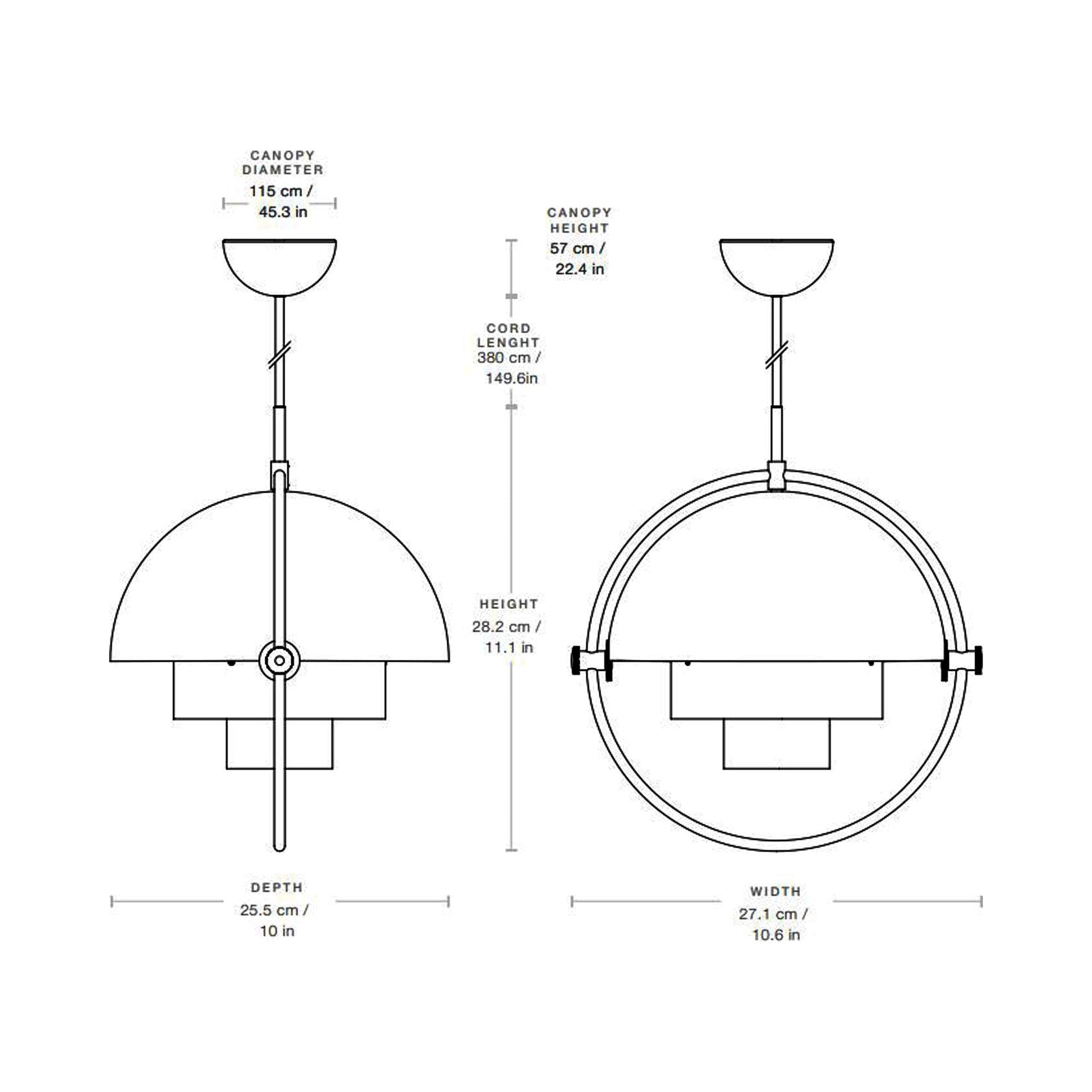 Multi-Lite Pendant Light - line drawing.