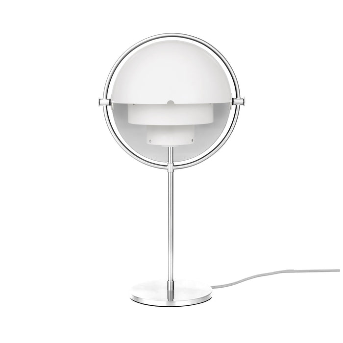 Multi-Lite Table Lamp in Chrome/White Semi Matt.