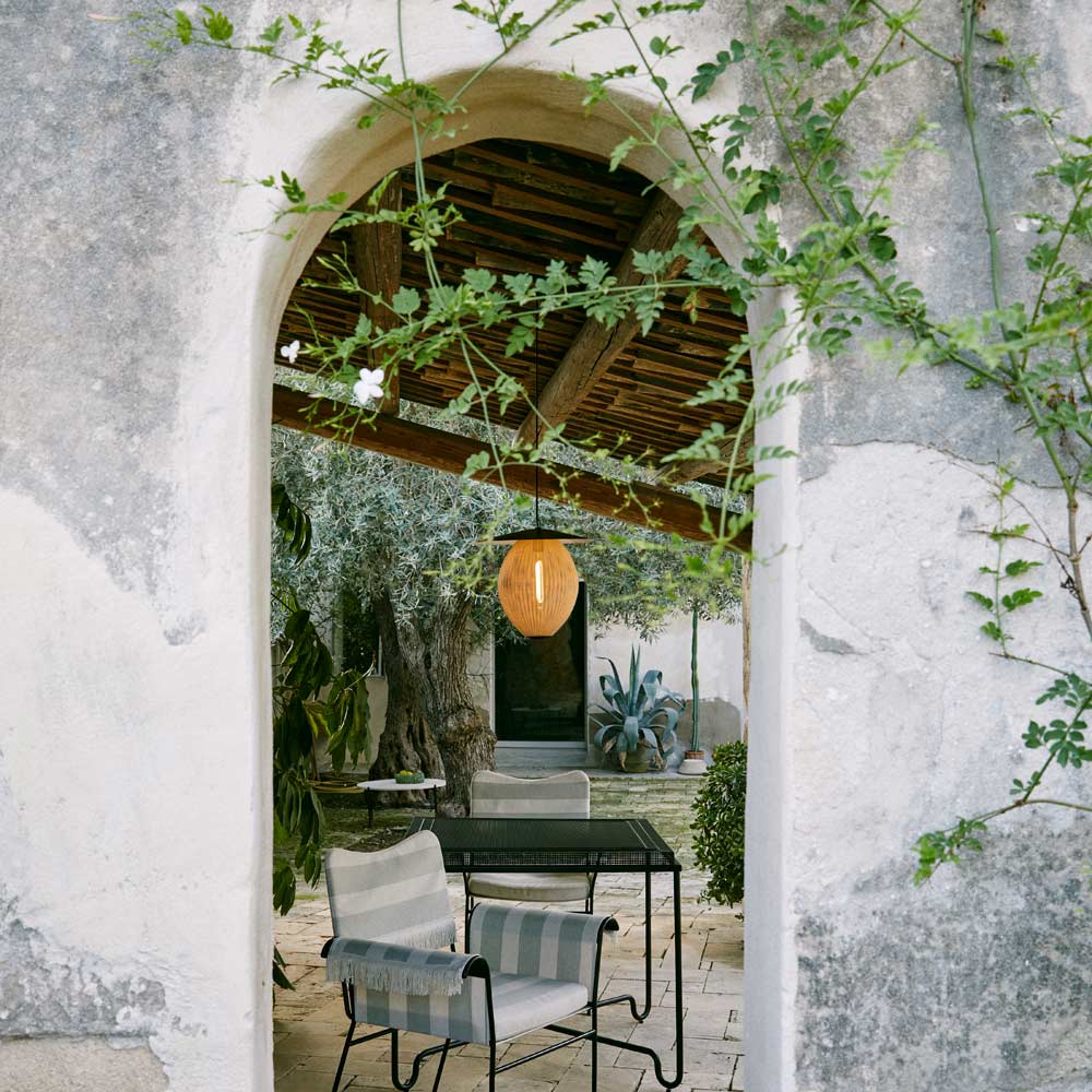 Satellite Outdoor Pendant Light in Outside Area.