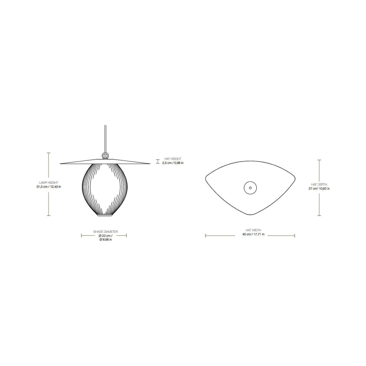 Satellite Outdoor Pendant Light - line drawing.