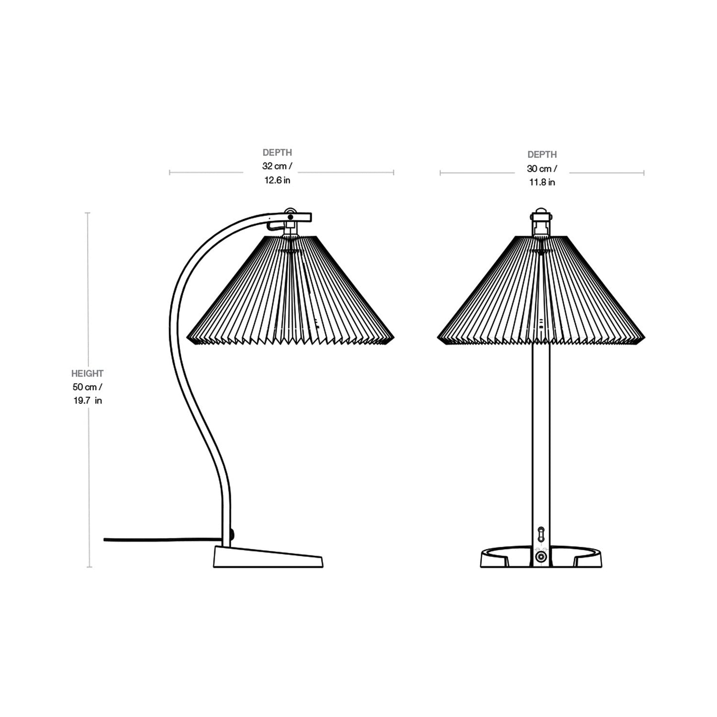 Timberline Table Lamp - line drawing.