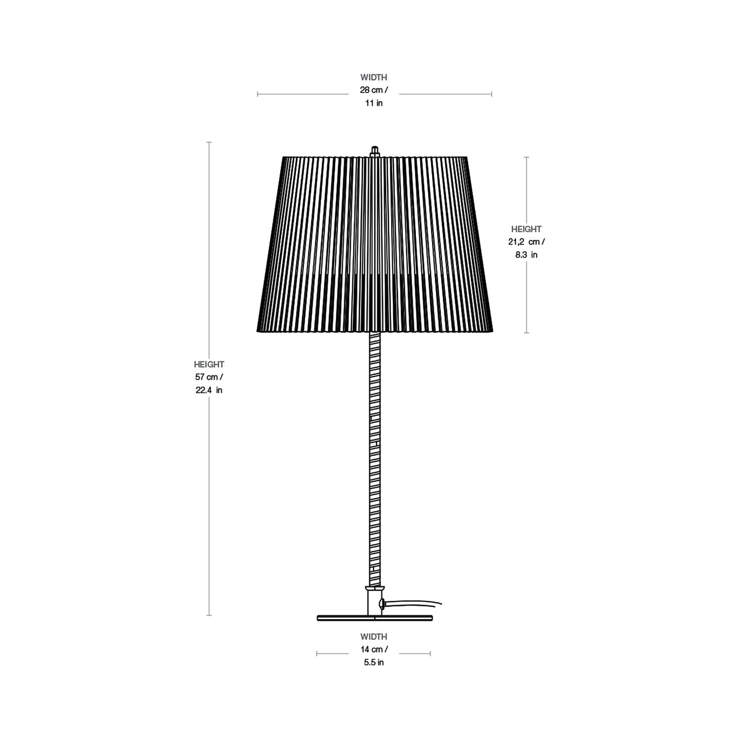 Tynell 9205 Table Lamp - line drawing.