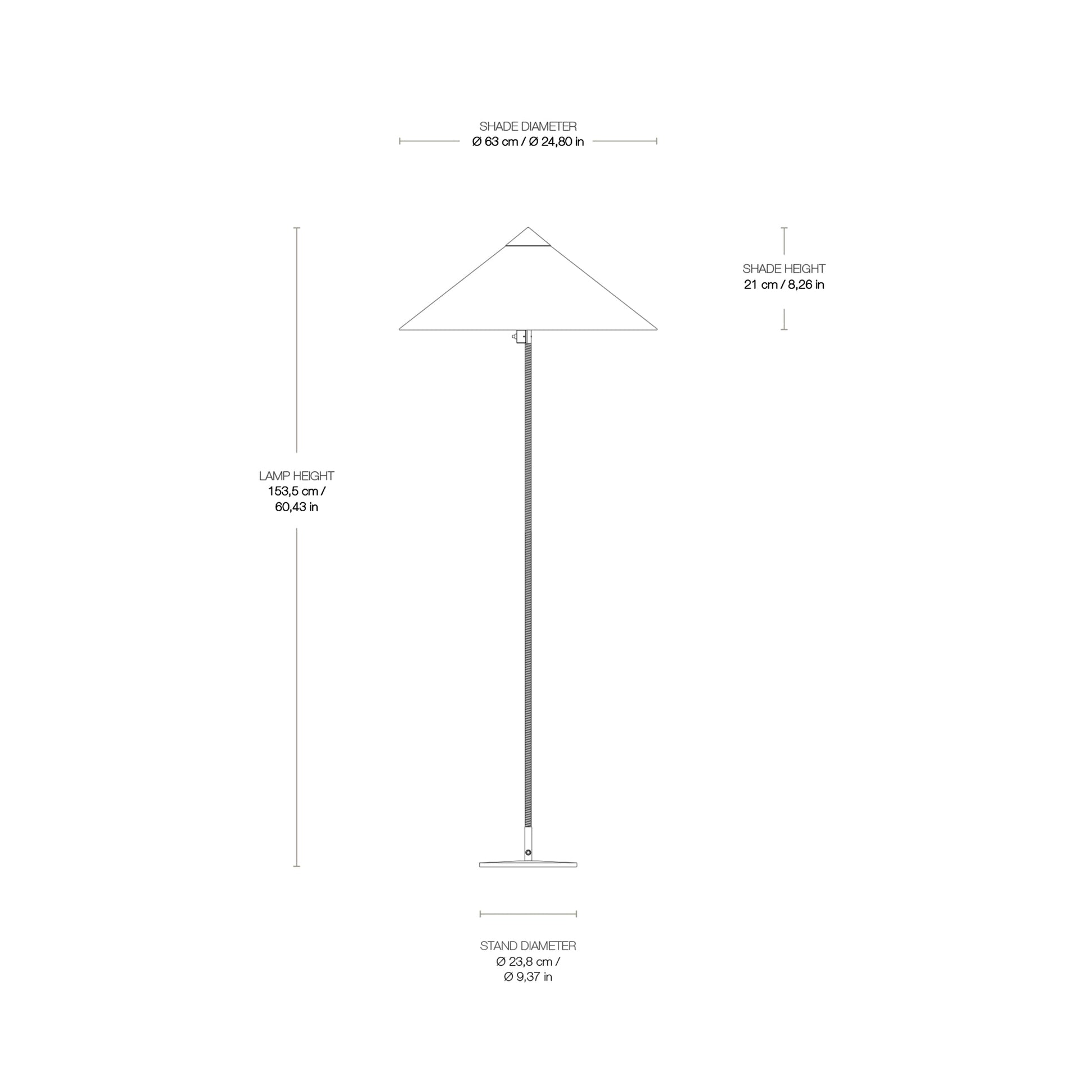 Tynell Floor Lamp - line drawing.