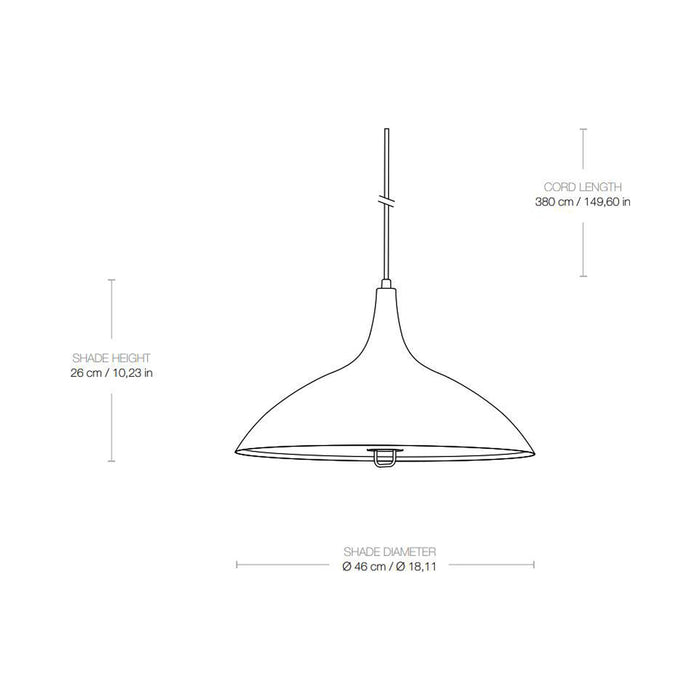Tynell Pendant Light - line drawing.