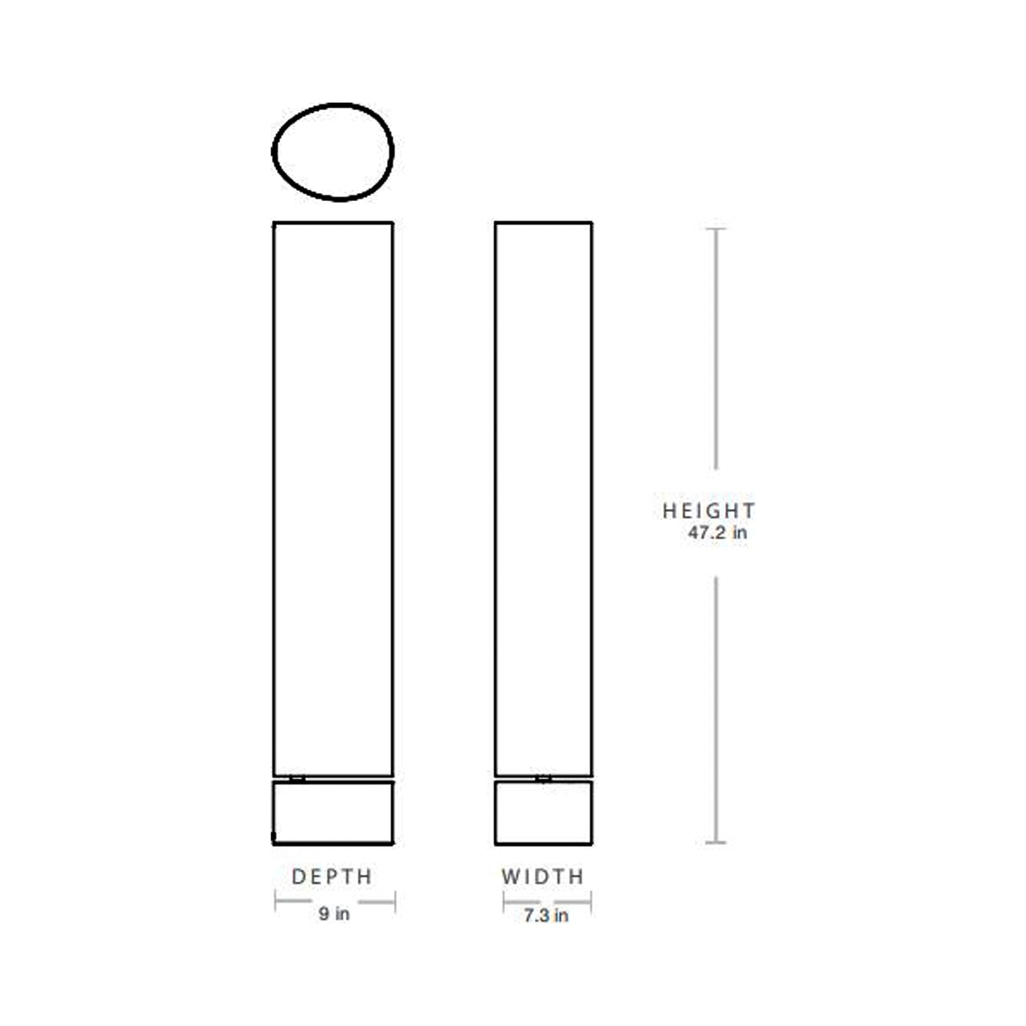 Unbound LED Floor Lamp - line drawing.