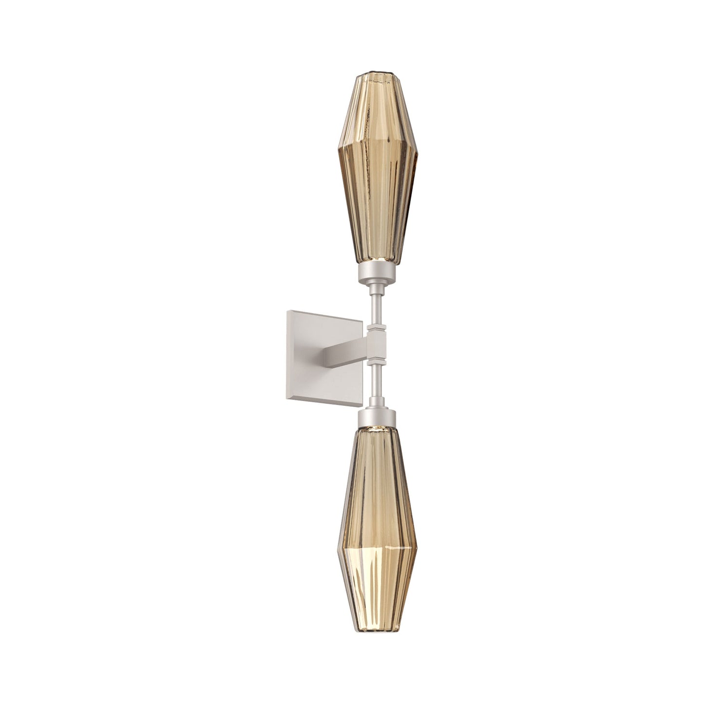 Aalto Double LED Wall Light in Beige Silver/Bronze Blown Glass.