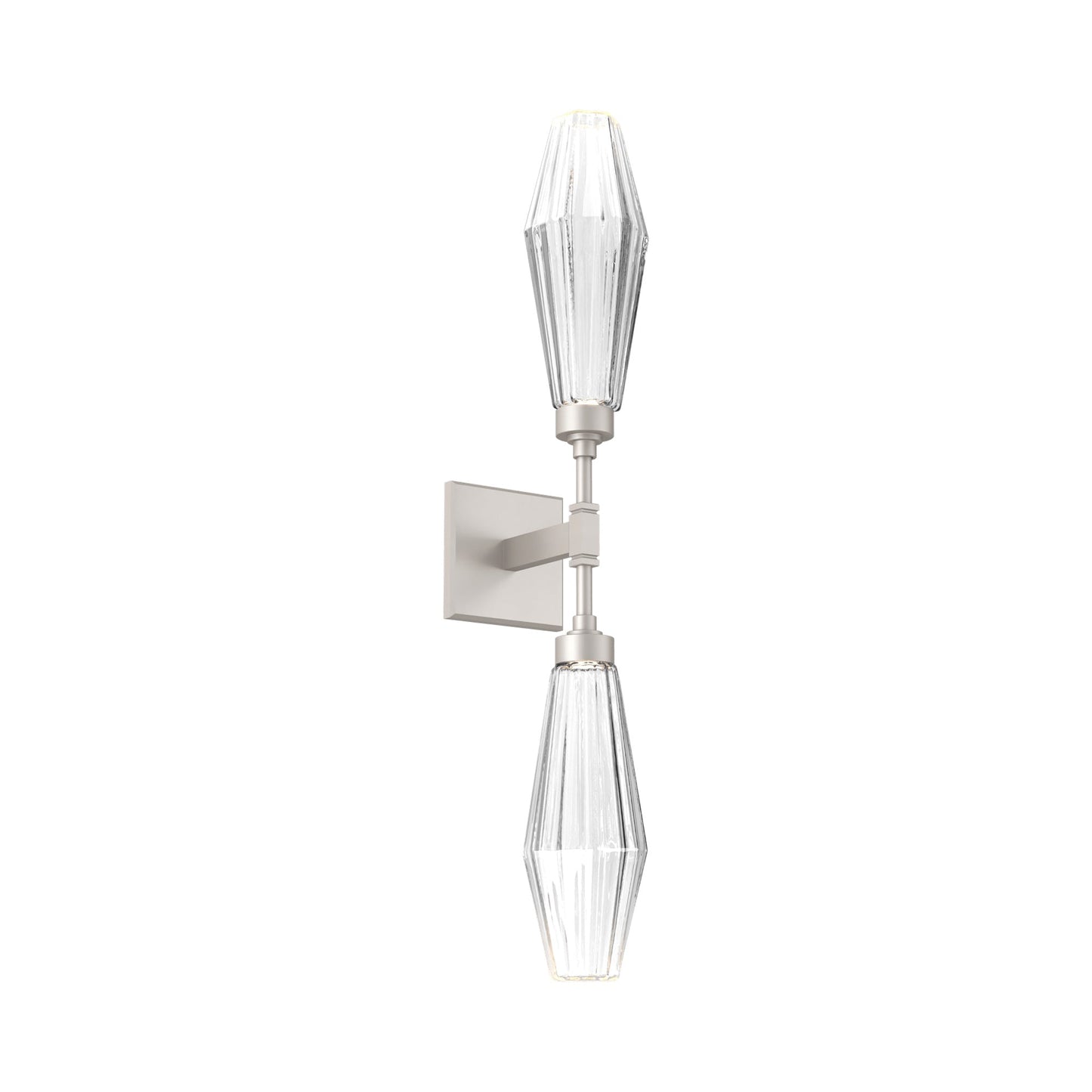 Aalto Double LED Wall Light in Beige Silver/Clear Blown Glass.