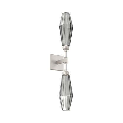 Aalto Double LED Wall Light in Beige Silver/Smoke Blown Glass.