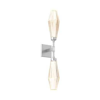 Aalto Double LED Wall Light in Classic Silver/Amber Blown Glass.