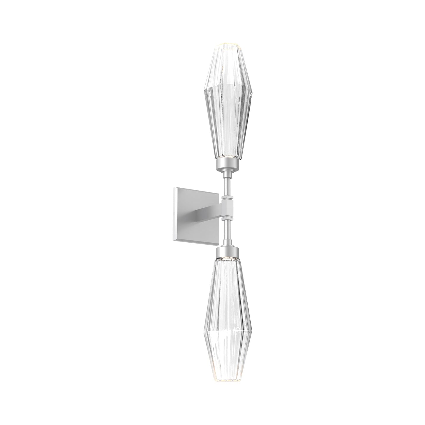 Aalto Double LED Wall Light in Classic Silver/Clear Blown Glass.