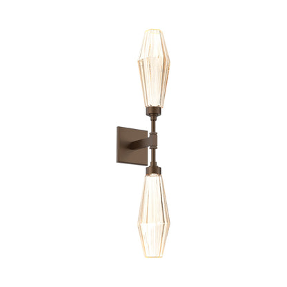 Aalto Double LED Wall Light in Flat Bronze/Amber Blown Glass.