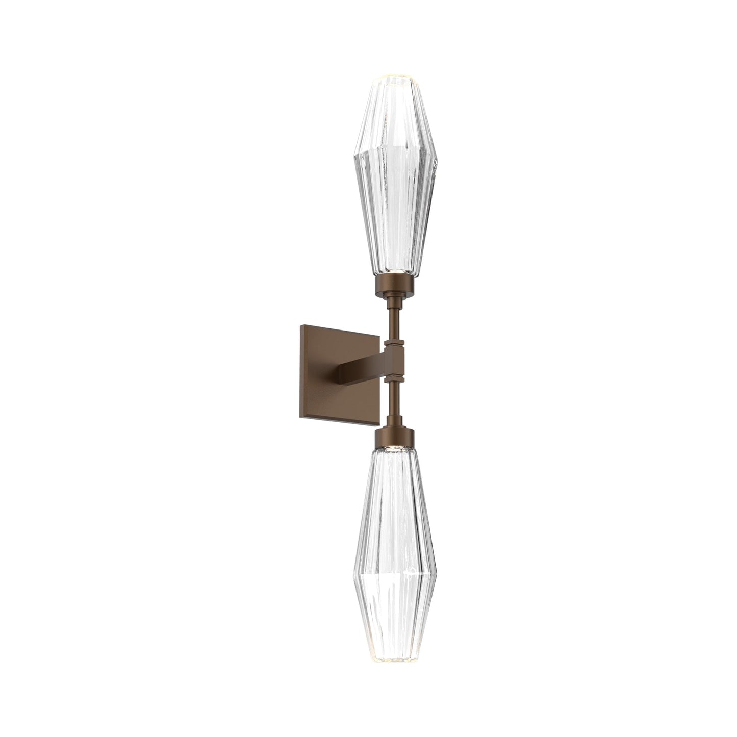 Aalto Double LED Wall Light in Flat Bronze/Clear Blown Glass.