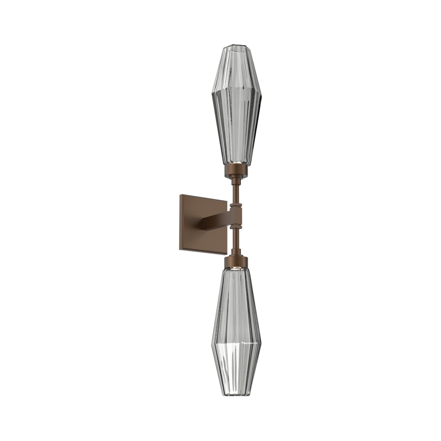 Aalto Double LED Wall Light in Flat Bronze/Smoke Blown Glass.