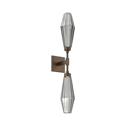 Aalto Double LED Wall Light in Flat Bronze/Smoke Blown Glass.