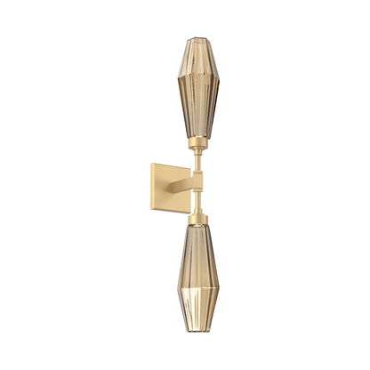 Aalto Double LED Wall Light in Gilded Brass/Bronze Blown Glass.