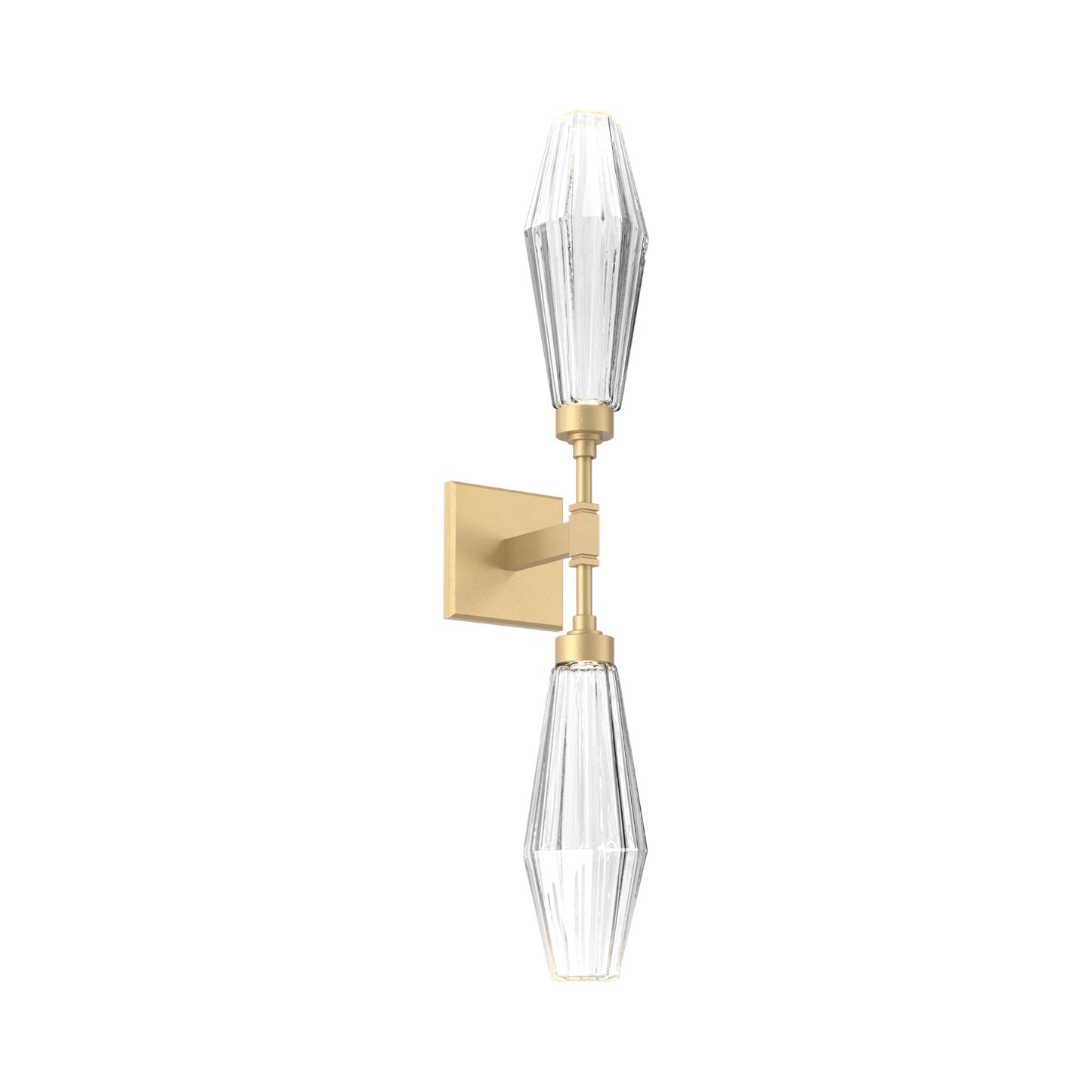 Aalto Double LED Wall Light in Gilded Brass/Clear Blown Glass.