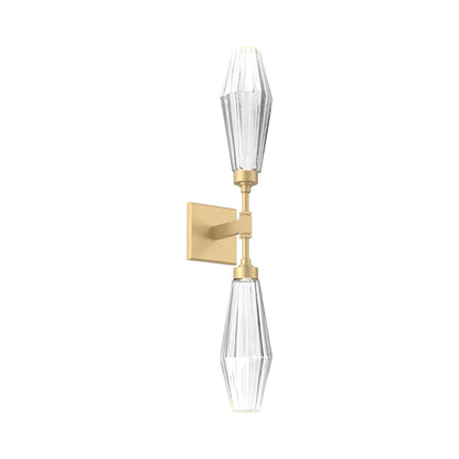 Aalto Double LED Wall Light in Gilded Brass/Clear Blown Glass.