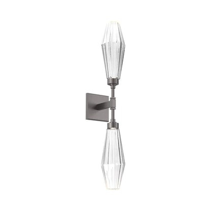 Aalto Double LED Wall Light in Graphite/Clear Blown Glass.