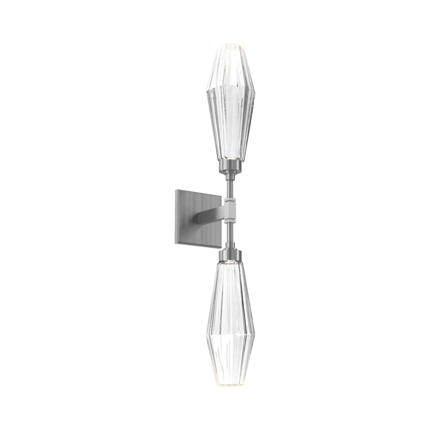 Aalto Double LED Wall Light in Gunmetal/Clear Blown Glass.