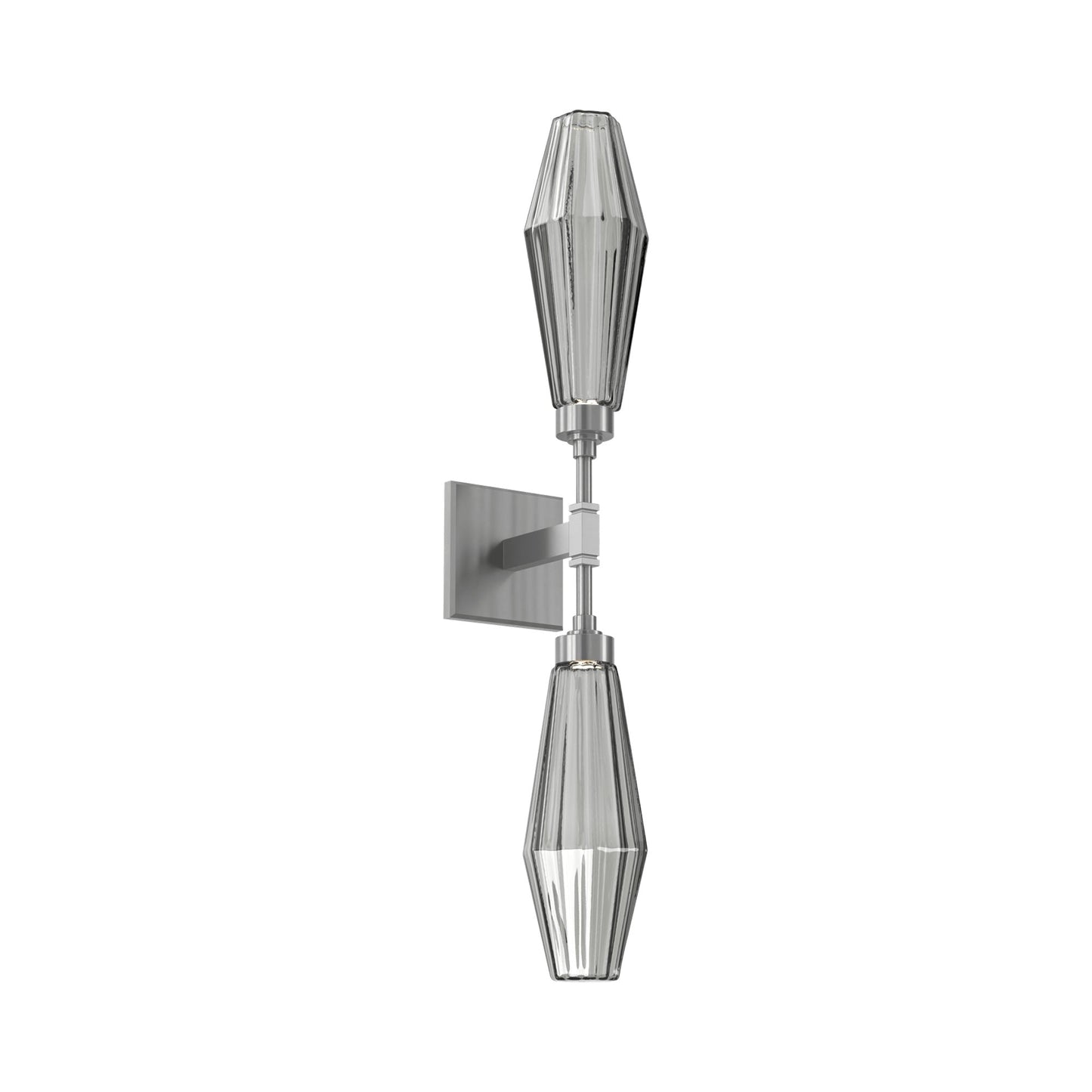 Aalto Double LED Wall Light in Gunmetal/Smoke Blown Glass.