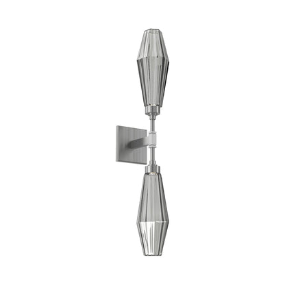 Aalto Double LED Wall Light in Gunmetal/Smoke Blown Glass.