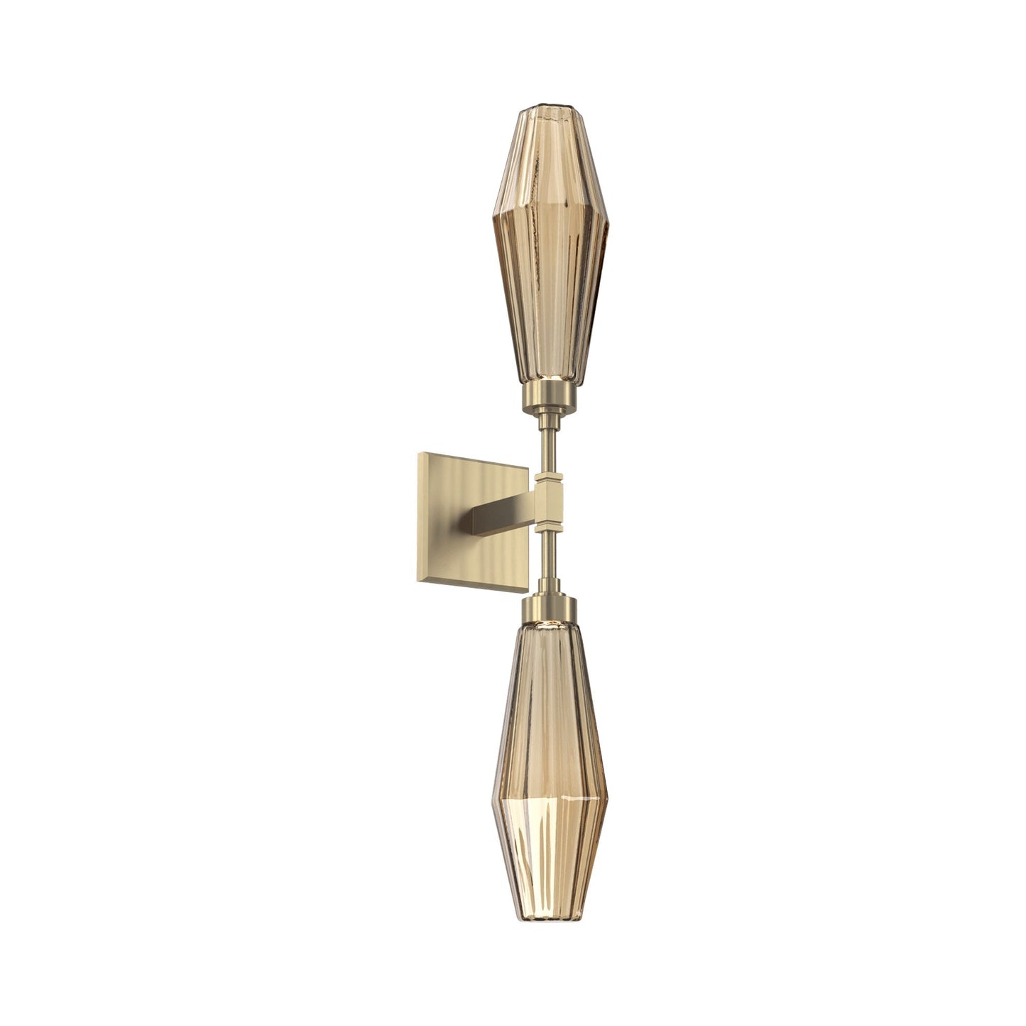 Aalto Double LED Wall Light in Heritage Brass/Bronze Blown Glass.