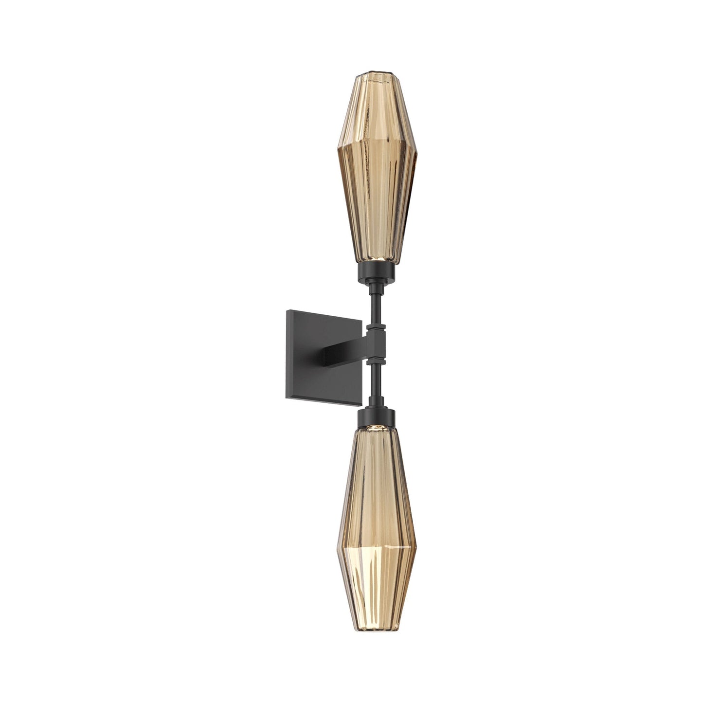 Aalto Double LED Wall Light in Matte Black/Bronze Blown Glass.