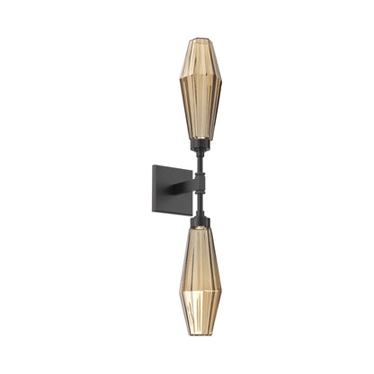 Aalto Double LED Wall Light in Matte Black/Bronze Blown Glass.