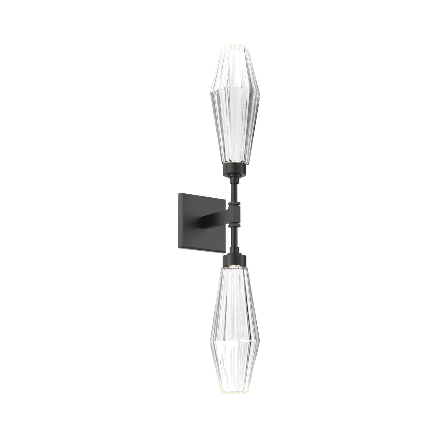 Aalto Double LED Wall Light in Matte Black/Clear Blown Glass.