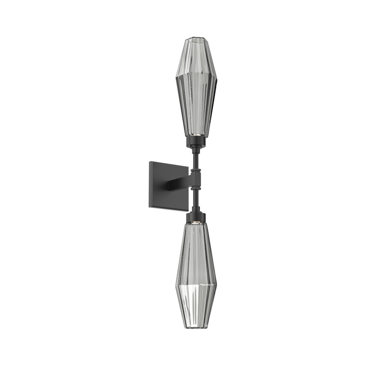 Aalto Double LED Wall Light in Matte Black/Smoke Blown Glass.