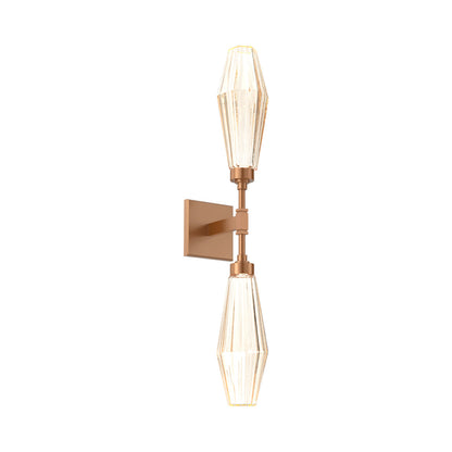 Aalto Double LED Wall Light in Novel Brass/Amber Blown Glass.