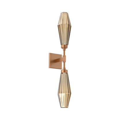 Aalto Double LED Wall Light in Novel Brass/Bronze Blown Glass.