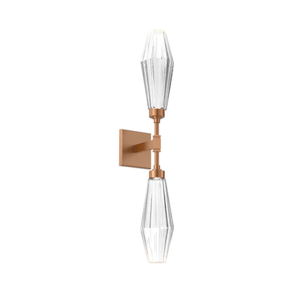Aalto Double LED Wall Light in Novel Brass/Clear Blown Glass.