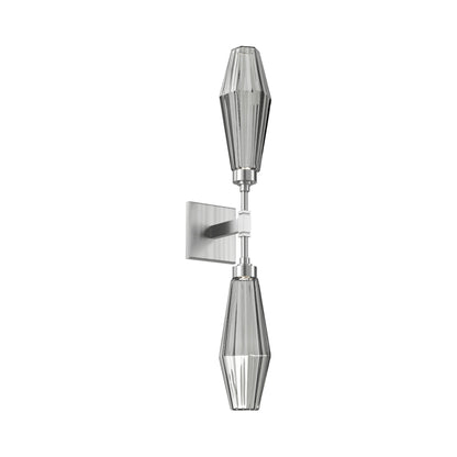 Aalto Double LED Wall Light in Satin Nickel/Smoke Blown Glass.