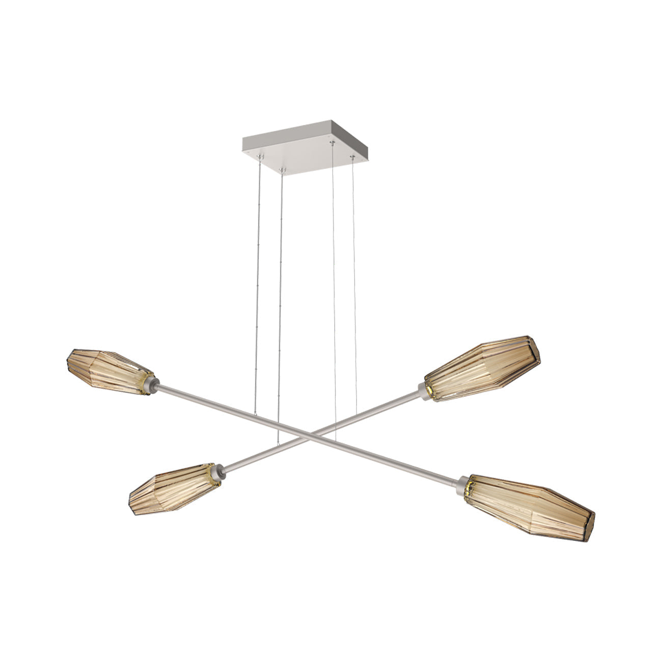 Aalto Double Moda Linear LED Chandelier in Beige Silver/Bronze Blown Glass.