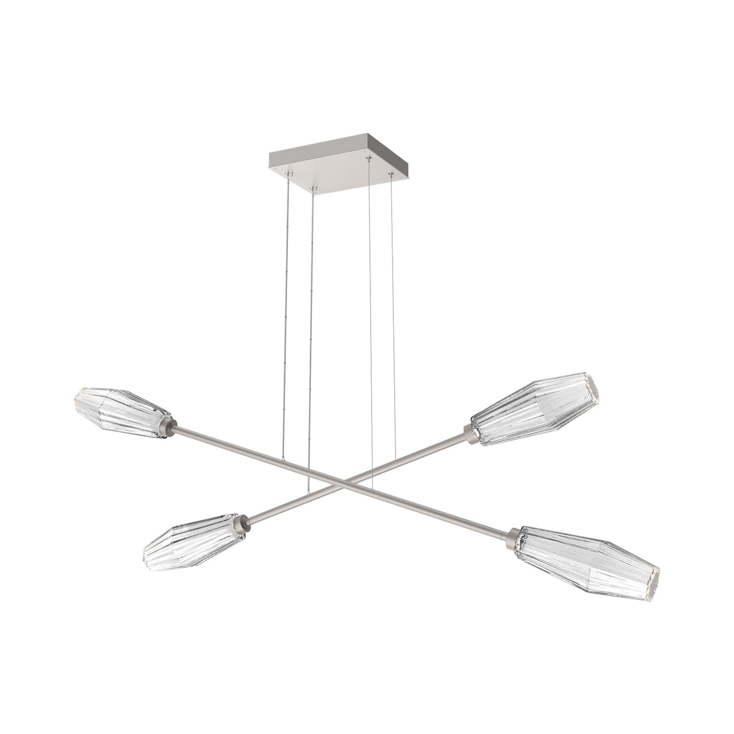 Aalto Double Moda Linear LED Chandelier in Beige Silver/Clear Blown Glass.