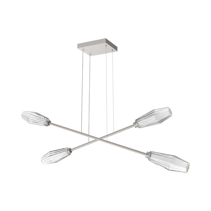 Aalto Double Moda Linear LED Chandelier in Beige Silver/Clear Blown Glass.