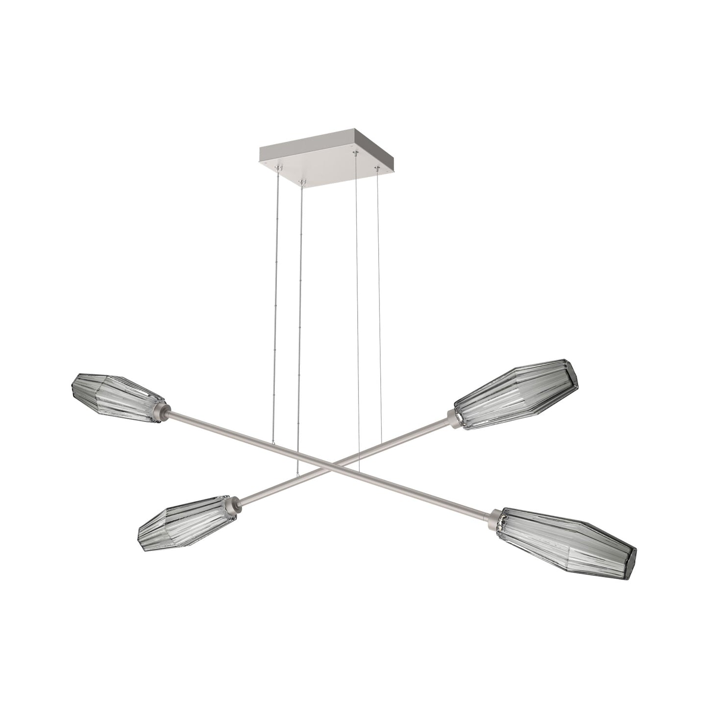 Aalto Double Moda Linear LED Chandelier in Beige Silver/Smoke Blown Glass.
