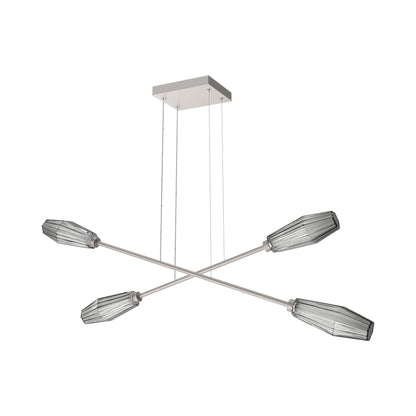 Aalto Double Moda Linear LED Chandelier in Beige Silver/Smoke Blown Glass.