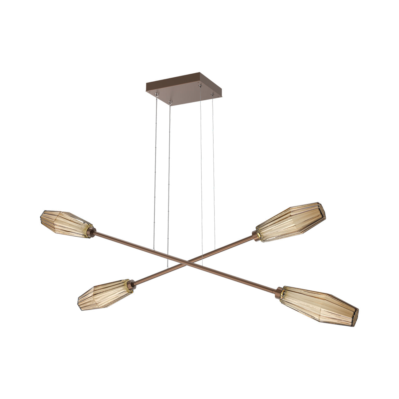 Aalto Double Moda Linear LED Chandelier in Burnished Bronze/Bronze Blown Glass.