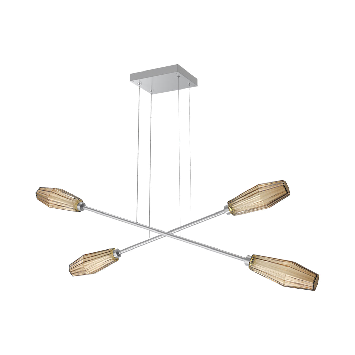 Aalto Double Moda Linear LED Chandelier in Classic Silver/Bronze Blown Glass.