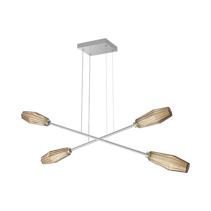 Aalto Double Moda Linear LED Chandelier in Classic Silver/Bronze Blown Glass.