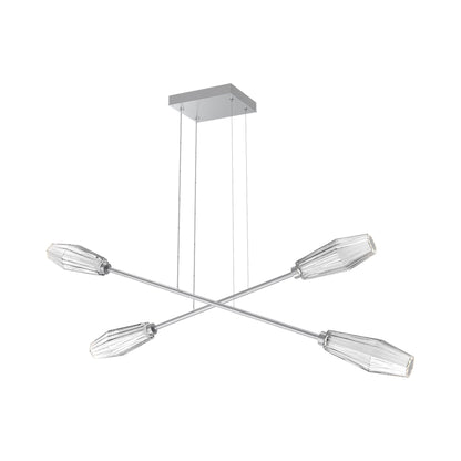 Aalto Double Moda Linear LED Chandelier in Classic Silver/Clear Blown Glass.