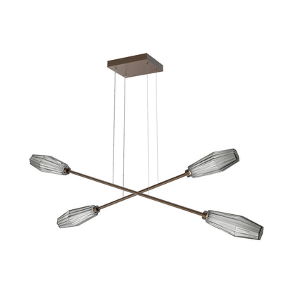 Aalto Double Moda Linear LED Chandelier in Flat Bronze/Smoke Blown Glass.