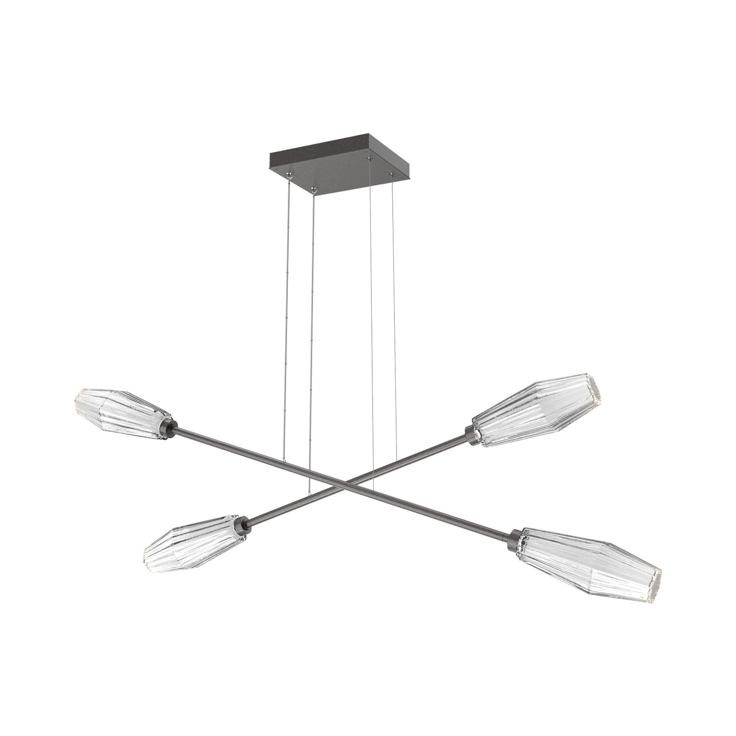 Aalto Double Moda Linear LED Chandelier in Graphite/Clear Blown Glass.