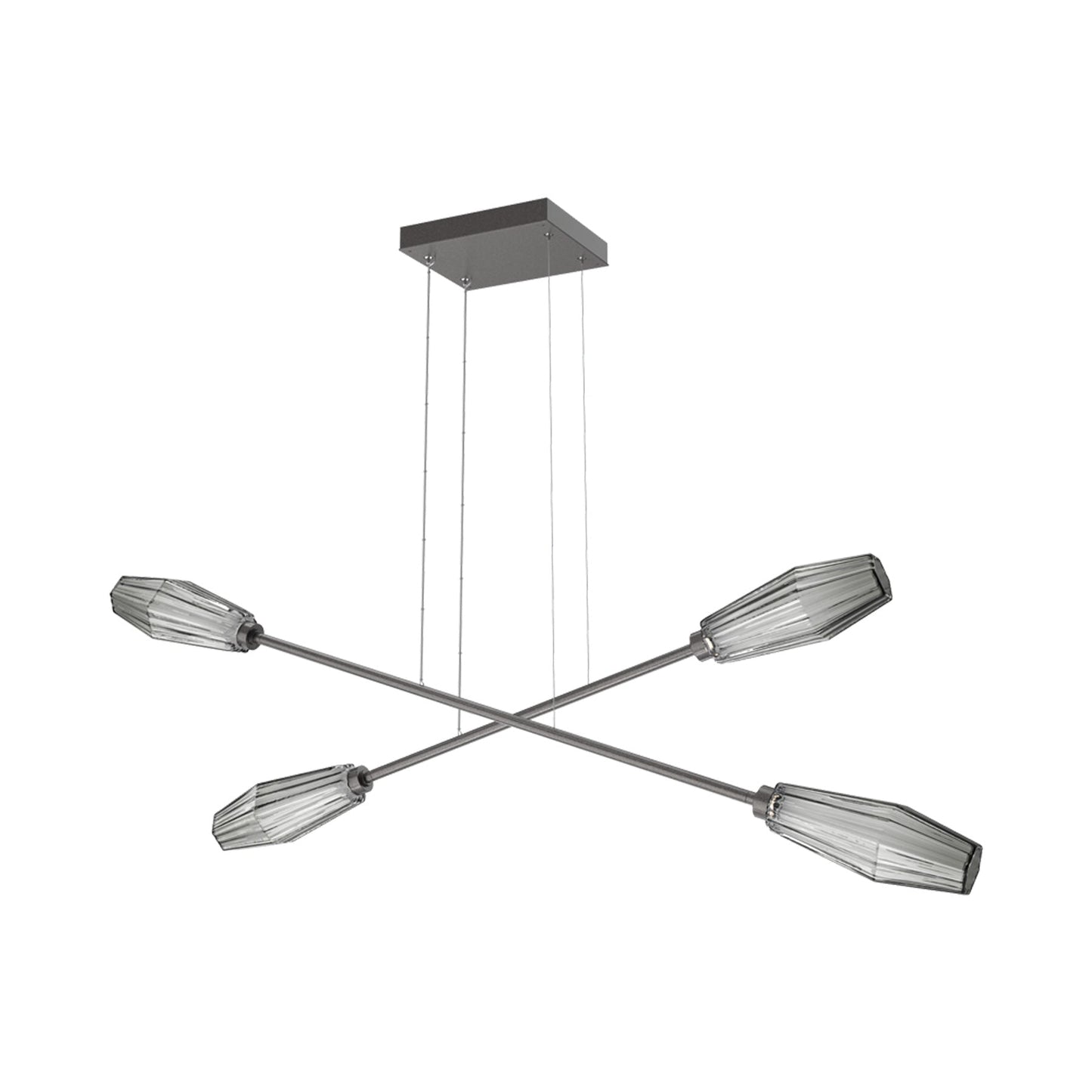 Aalto Double Moda Linear LED Chandelier in Graphite/Smoke Blown Glass.