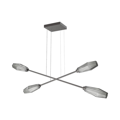 Aalto Double Moda Linear LED Chandelier in Graphite/Smoke Blown Glass.