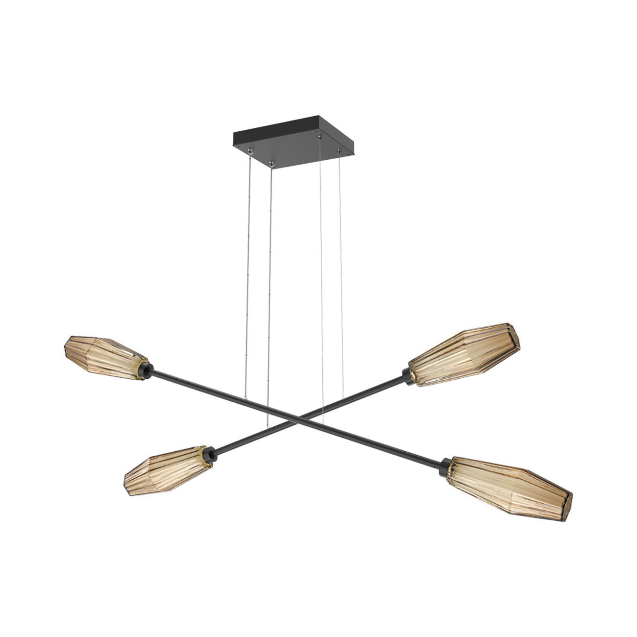 Aalto Double Moda Linear LED Chandelier in Matte Black/Bronze Blown Glass.