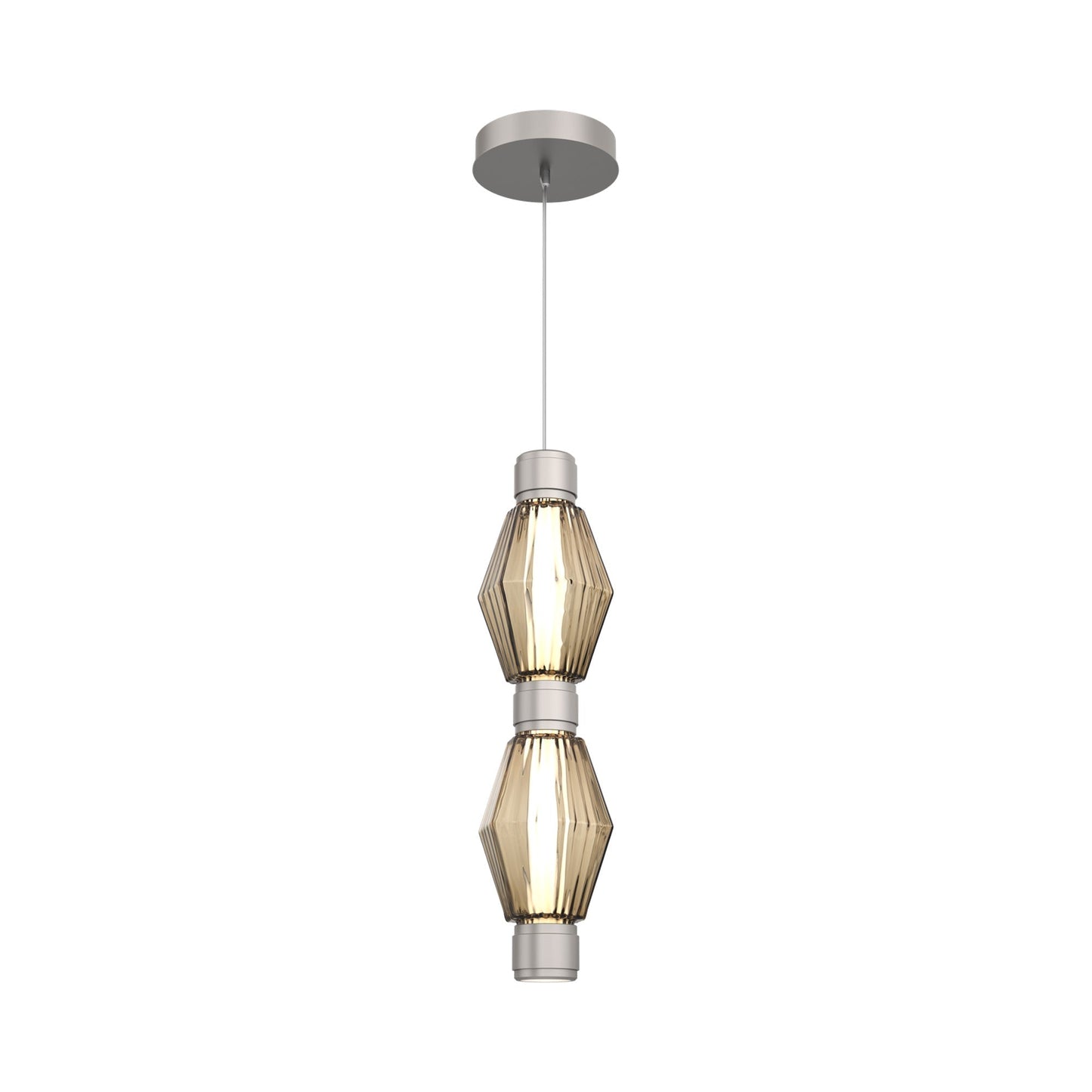 Aalto Mandrel Double LED Pendant Light in Beige Silver/Bronze Blown Glass.